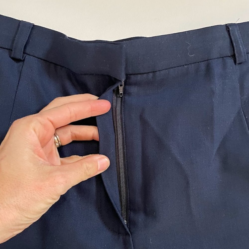 Vintage Talbots Pant Trouser HIgh Rise Wool Lined Navy Blue Black Pleated Classi - Picture 5 of 11